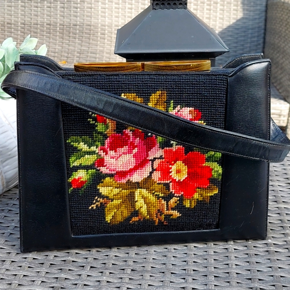 Vintage Caprice Needle Point Hand Bag